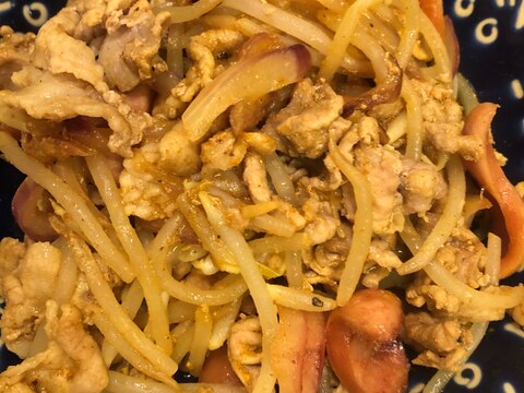 食欲わく♪スパイシーな肉モヤシ炒め^_^